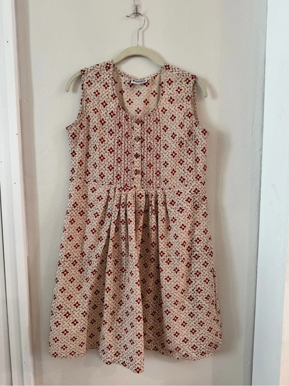 Bagru Cotton Block Print Midi Dress | Boho Cottagecore Floral | Size M - Picture 1 of 3